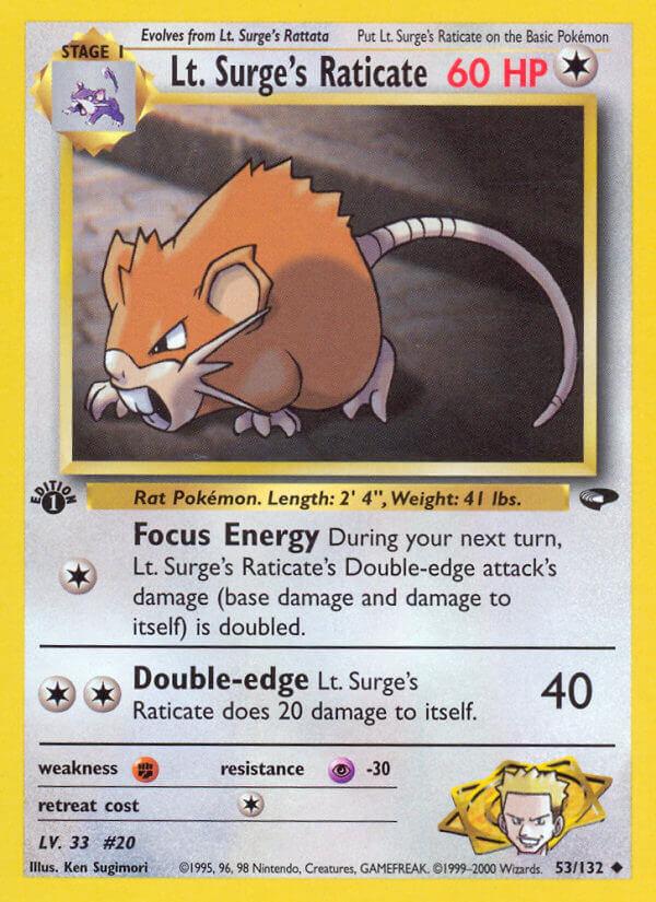 Carte Pokémon: Lt. Surge's Raticate [Rattatac de Major Bob]