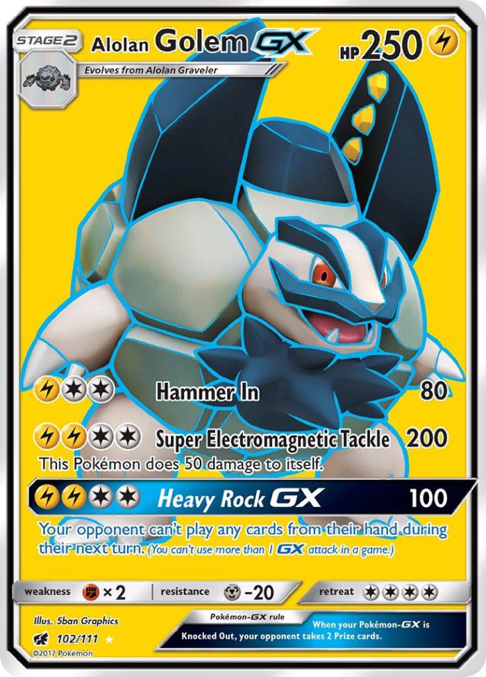 Carte Pokémon: Alolan Golem GX [Grolem d'Alola GX]