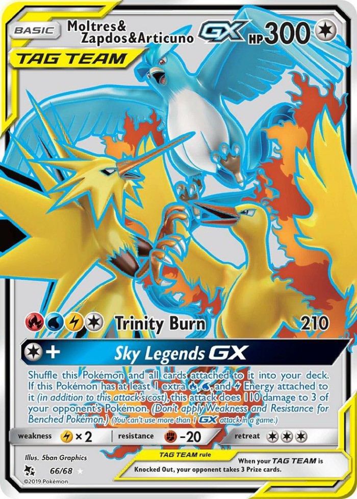 Carte Pokémon: Moltres & Zapdos & Articuno GX [Sulfura, Électhor et Artikodin GX]