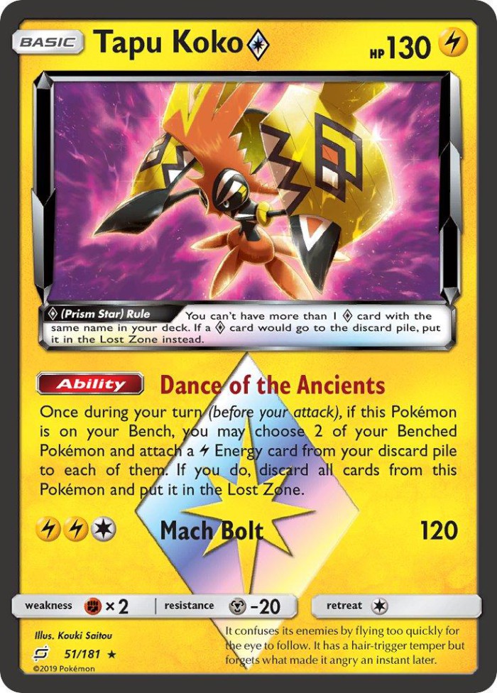 Carte Pokémon: Tapu Koko Prism Star [Tokorico Prisme Étoile]