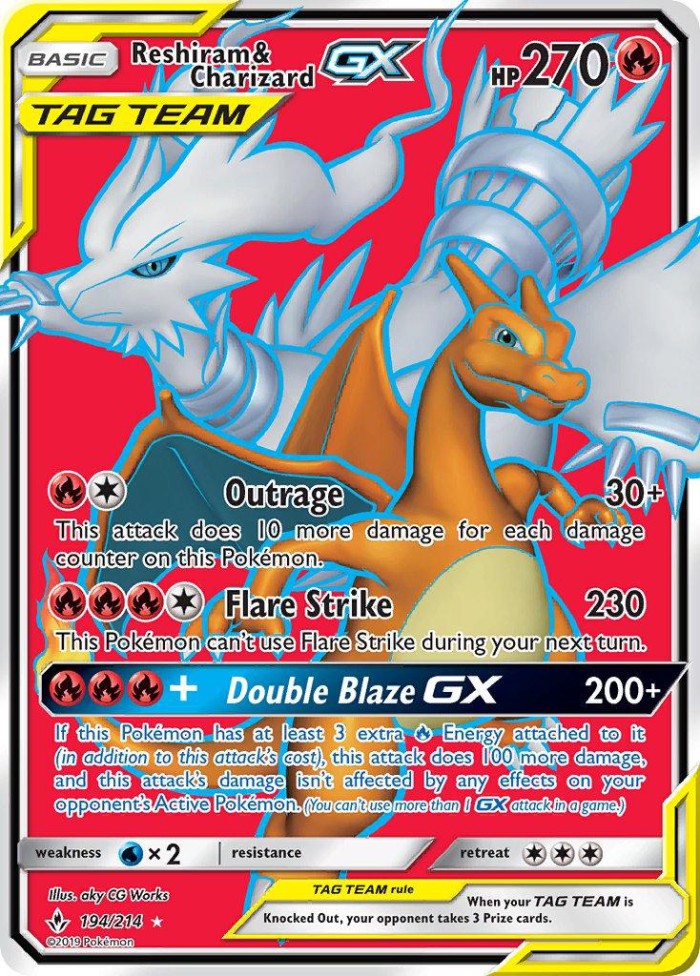 Carte Pokémon: Reshiram & Charizard GX [Reshiram et Dracaufeu GX]