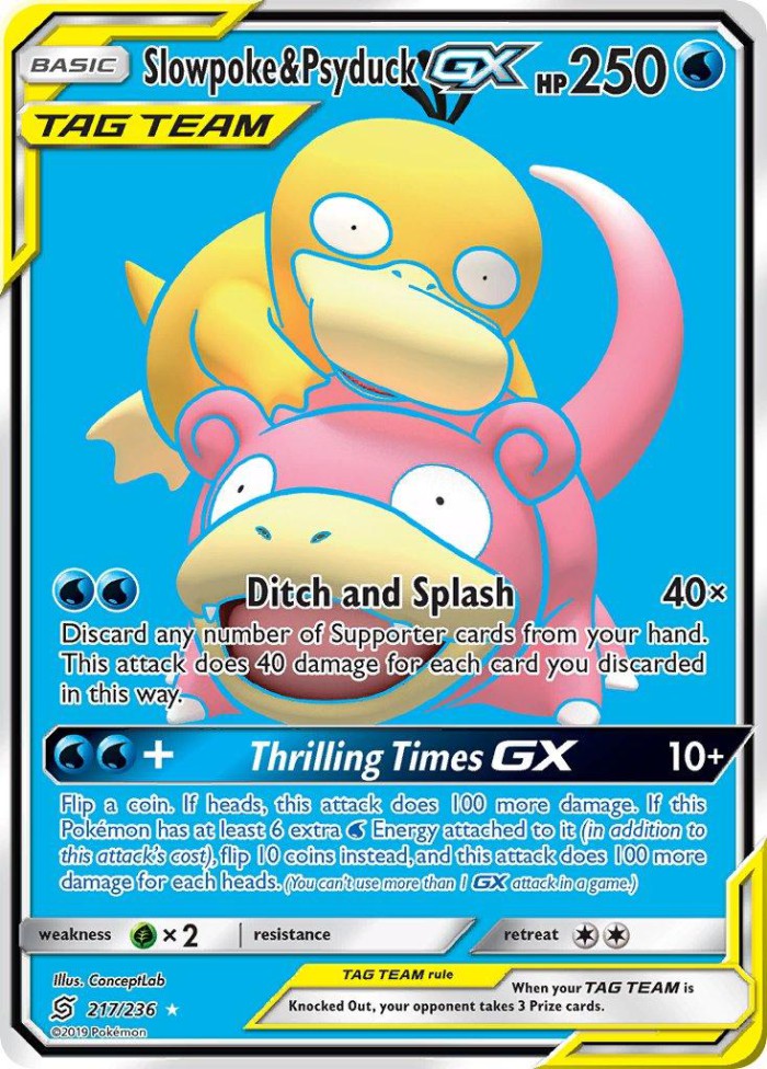 Carte Pokémon: Slowpoke & Psyduck GX [Ramoloss et Psykokwak GX]