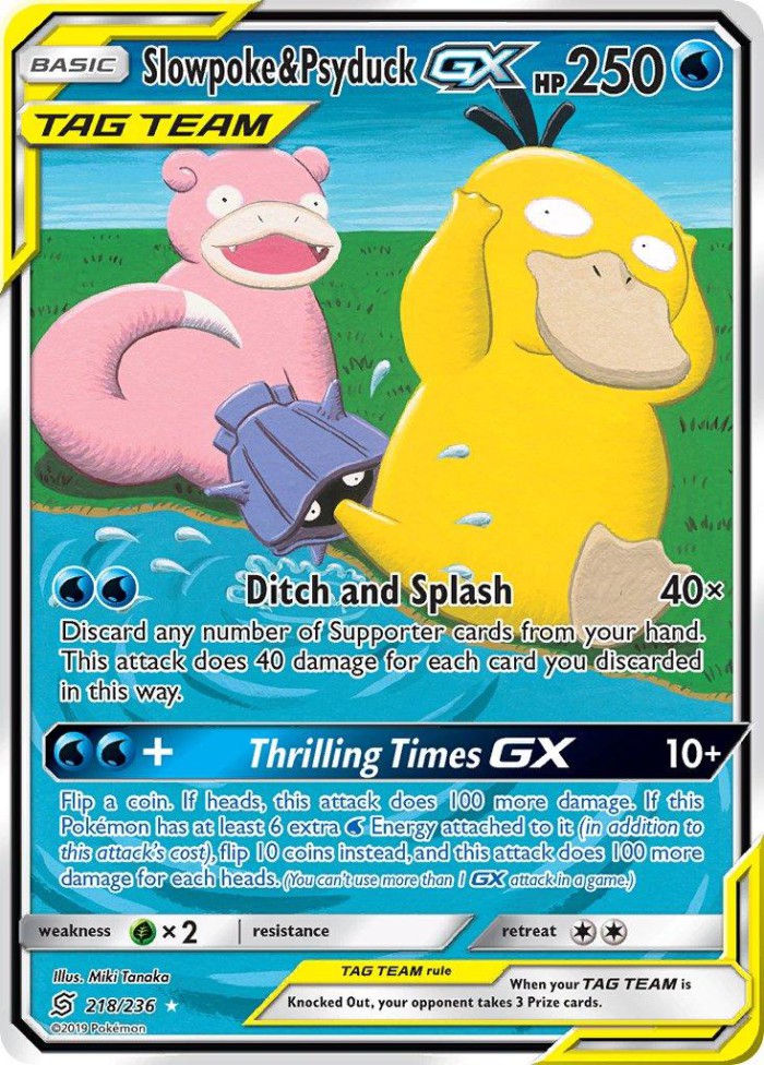 Carte Pokémon: Slowpoke & Psyduck GX [Ramoloss et Psykokwak GX]