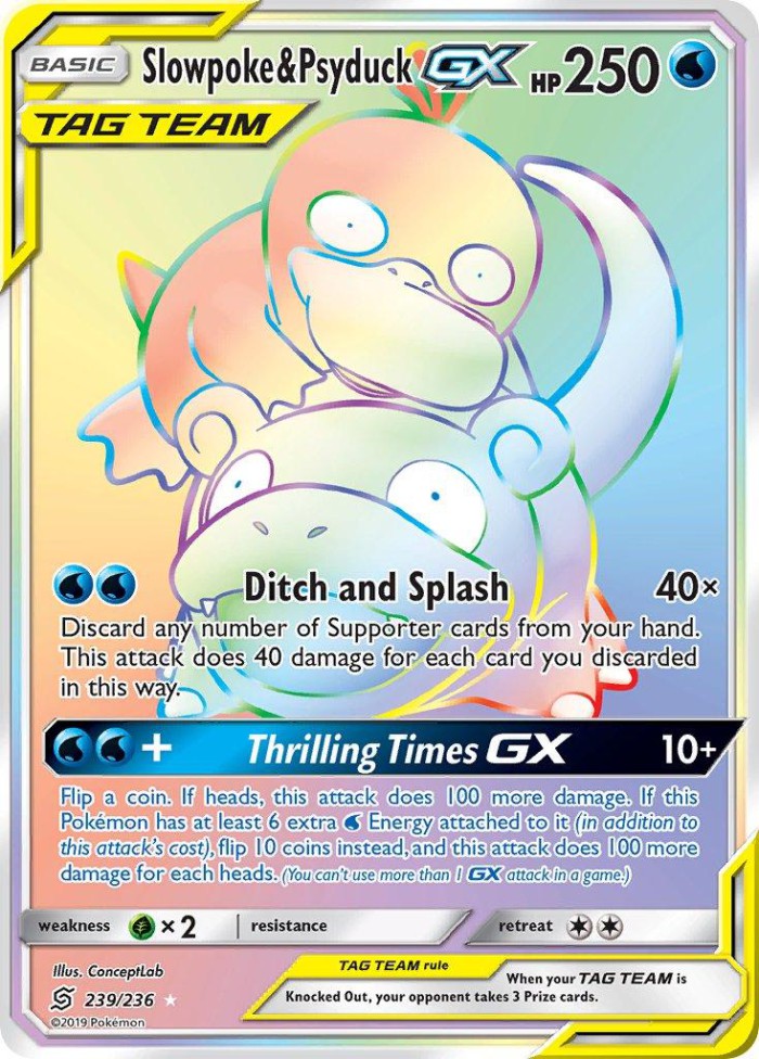 Carte Pokémon: Slowpoke & Psyduck GX [Ramoloss et Psykokwak GX]