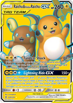 Carte Pokémon: Raichu & Alolan Raichu GX