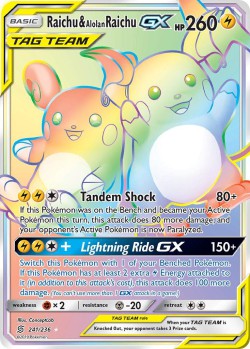 Carte Pokémon: Raichu & Alolan Raichu GX