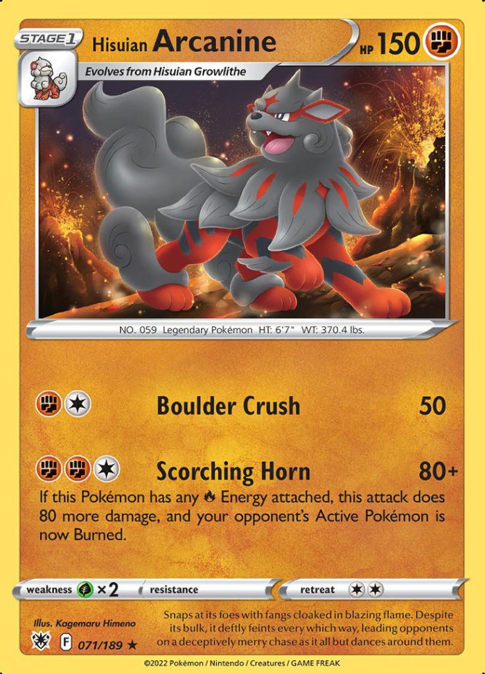 Carte Pokémon: Hisuian Arcanine [Arcanin de Hisui]