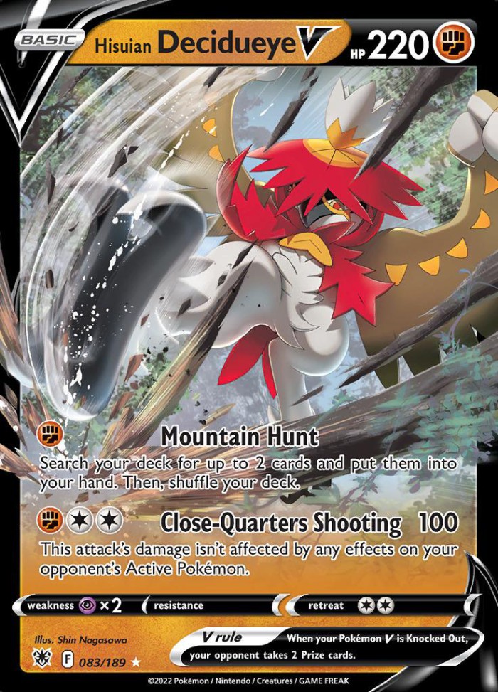 Carte Pokémon: Hisuian Decidueye V [Archéduc de Hisui V]