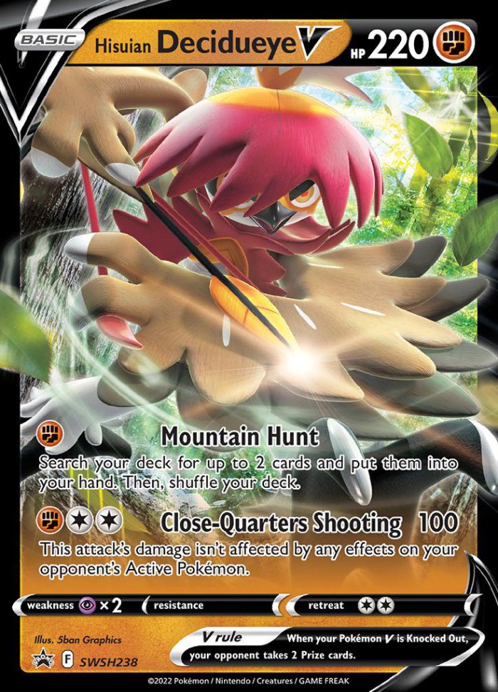 Carte Pokémon: Hisuian Decidueye V [Archéduc de Hisui V]