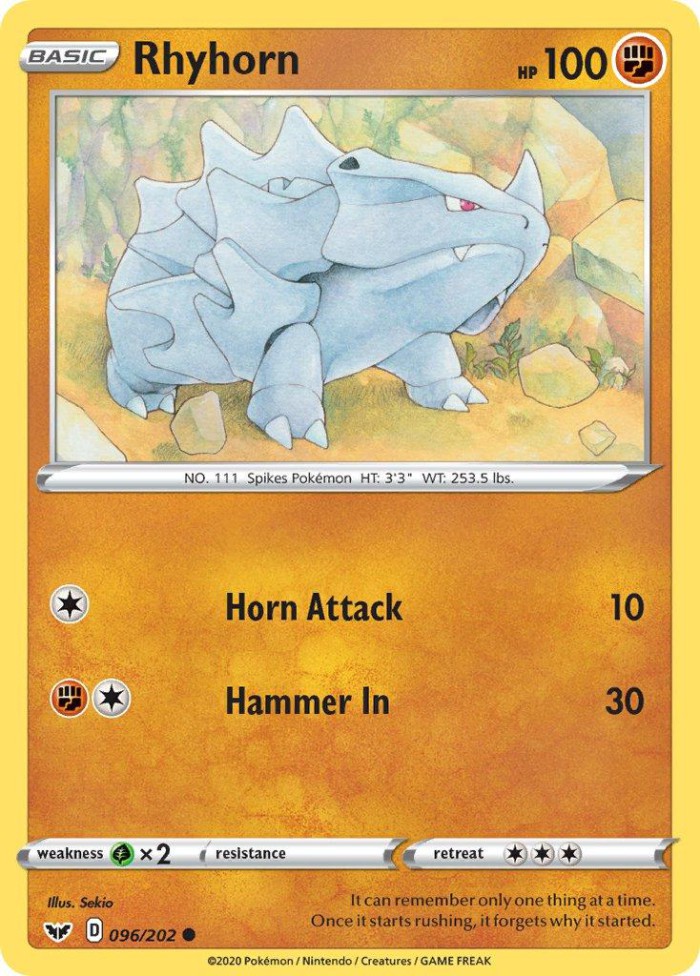 Carte Pokémon: Rhyhorn [Rhinocorne]