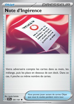 Carte Pokémon: Note d'Ingérence