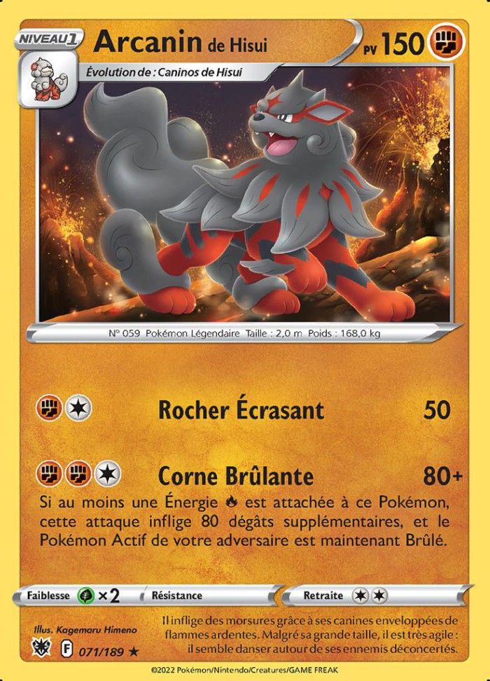 Carte Pokémon: Arcanin de Hisui