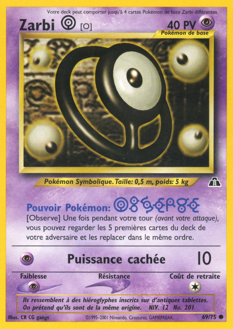 Carte Pokémon: Zarbi [O]