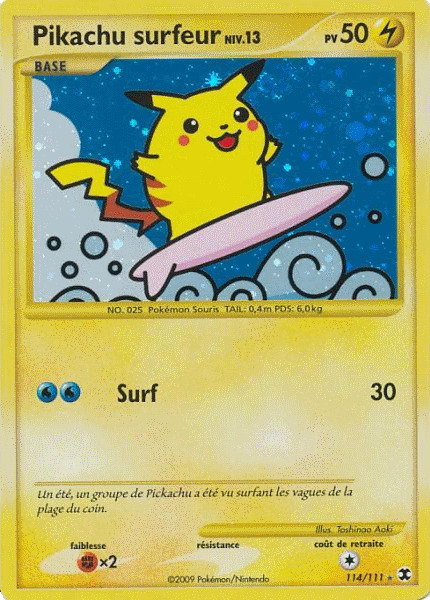 Carte Pokémon: Pikachu surfeur