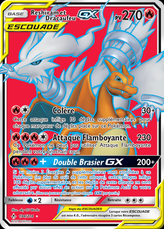 Carte Pokémon: Reshiram et Dracaufeu GX