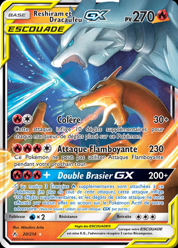 Carte Pokémon: Reshiram et Dracaufeu GX