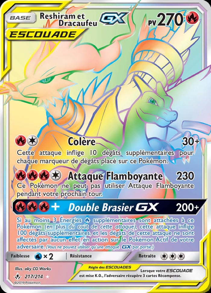 Carte Pokémon: Reshiram et Dracaufeu GX