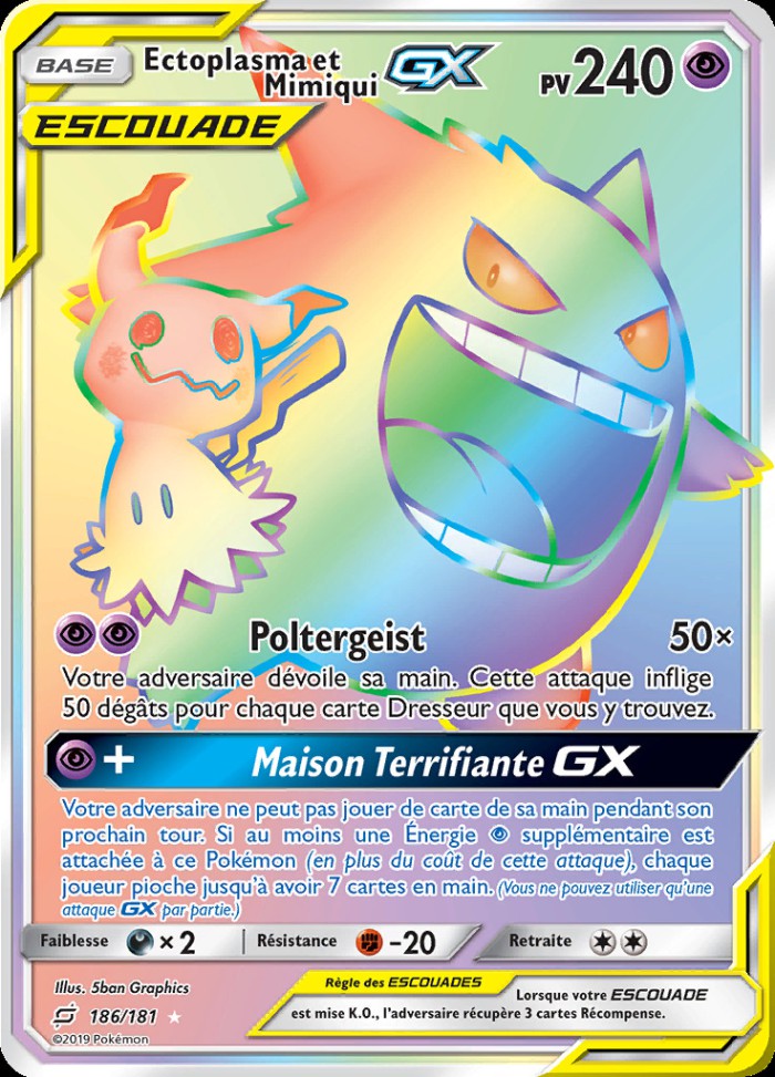 Carte Pokémon: Ectoplasma et Mimiqui GX