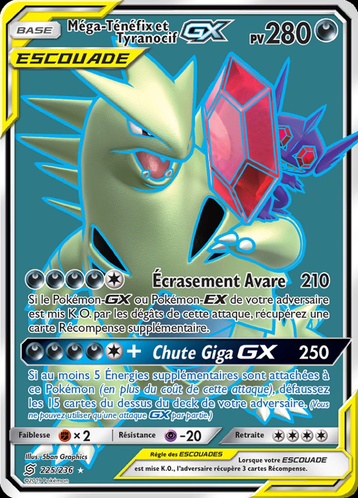 Carte Pokémon: Méga-Ténéfix et Tyranocif GX