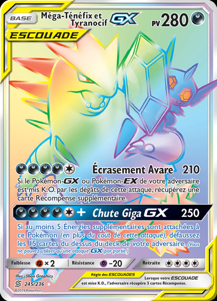 Carte Pokémon: Méga-Ténéfix et Tyranocif GX