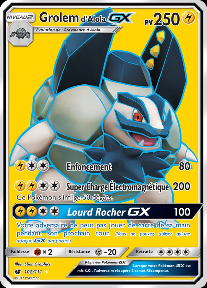 Carte Pokémon: Grolem d'Alola GX