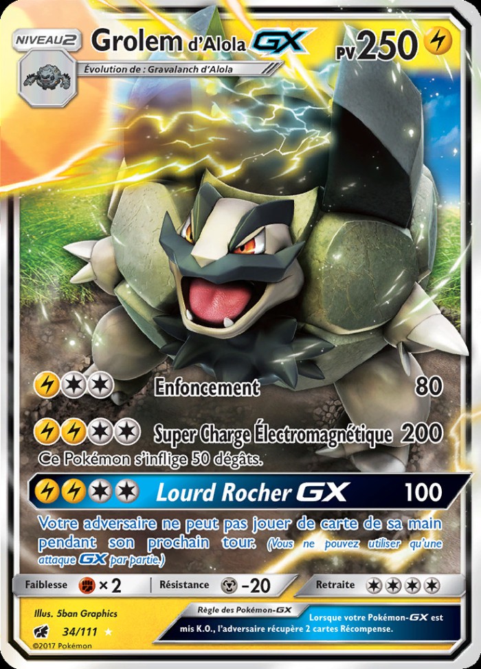 Carte Pokémon: Grolem d'Alola GX