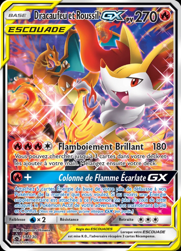 Carte Pokémon: Dracaufeu et Roussil GX