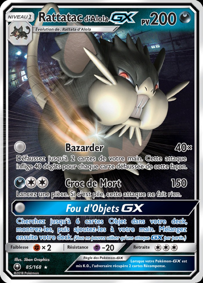 Carte Pokémon: Rattatac d'Alola GX